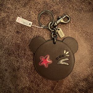 Coach Glitter Star Leather Bear Emoji Bag Charm.